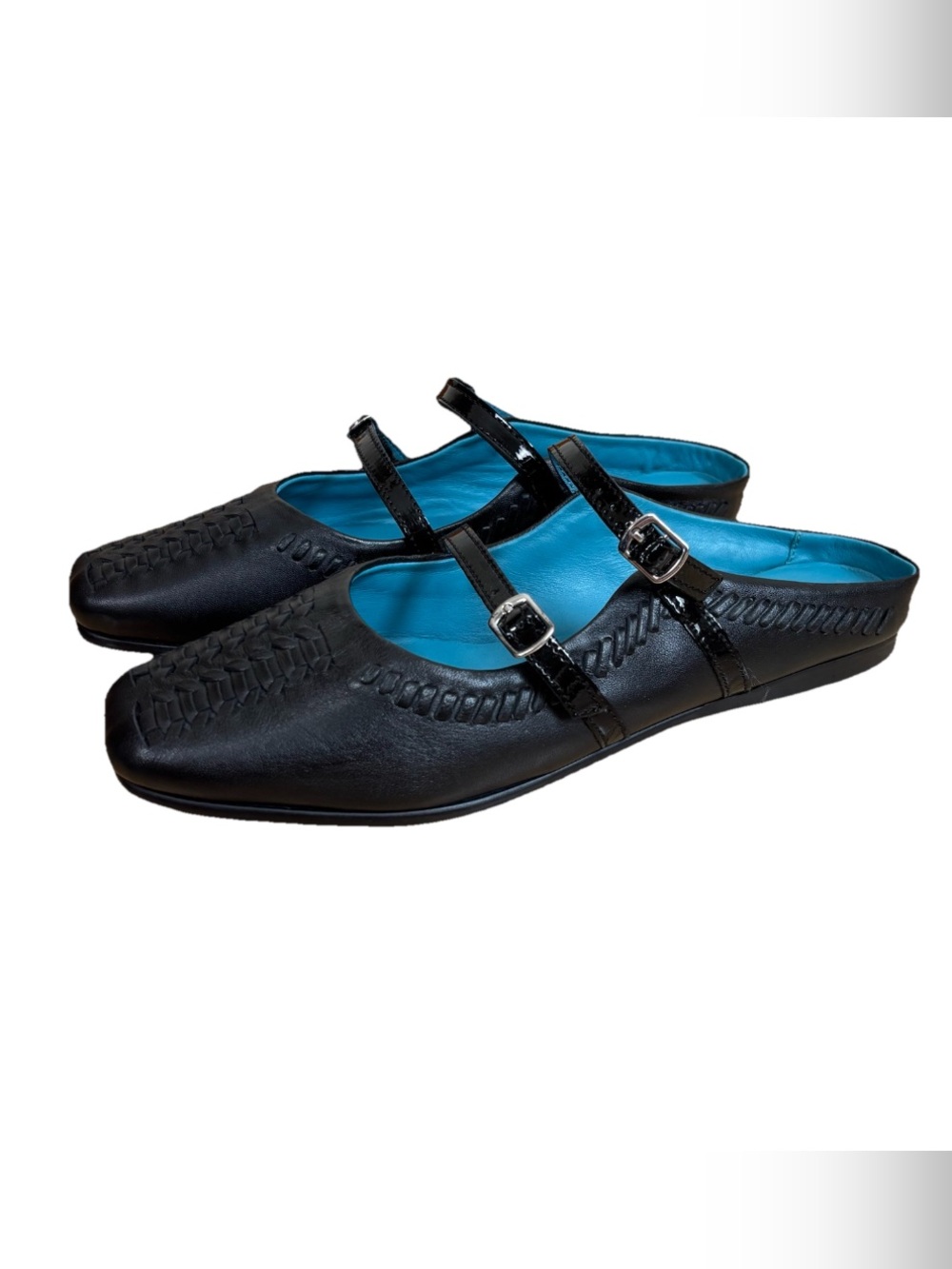 Free People Diana Double Strap Flats Women’s Size 37.5 US 7 In Black Leather